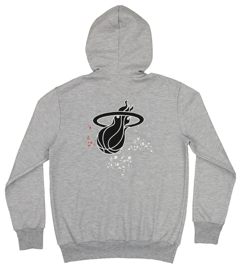 FISLL NBA Men's Miami Heat Pullover Hoodie with Paint Splatter Logo