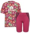Adidas X Marimekko Little Girls Tee & Tights Set, Frost Pink/Real Magenta/Semi Solar Lime