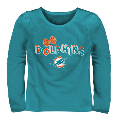 Outerstuff NFL Toddler Miami Dolphins Bow Graphic Long Sleeve T-Shirt