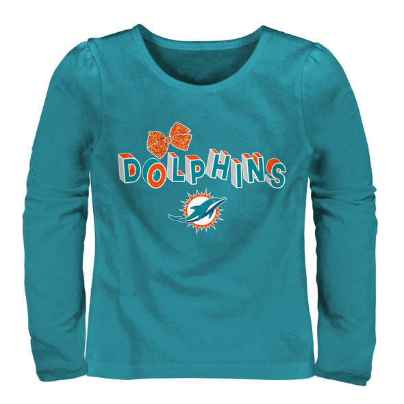 Outerstuff NFL Toddler Miami Dolphins Bow Graphic Long Sleeve T-Shirt
