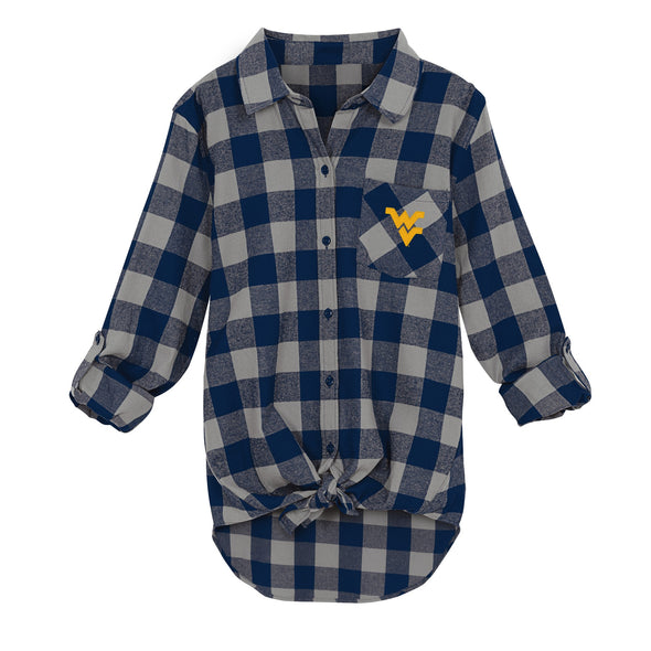 Outerstuff NCAA Juniors West Virginia Mountaineers Spirit Week Front Knot Plaid Shirt