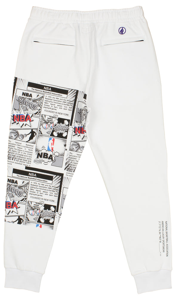 FISLL NBA Men's Los Angeles Lakers Comic Book Jogger, White