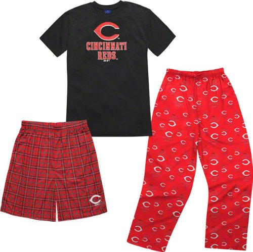 MLB Youth Cincinnati Reds T-Shirt Boxer & Pant 3 Piece Sleep Set