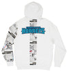 FISLL NBA Men's Charlotte Hornets Comic Book Newspaper Print Hoodie, White