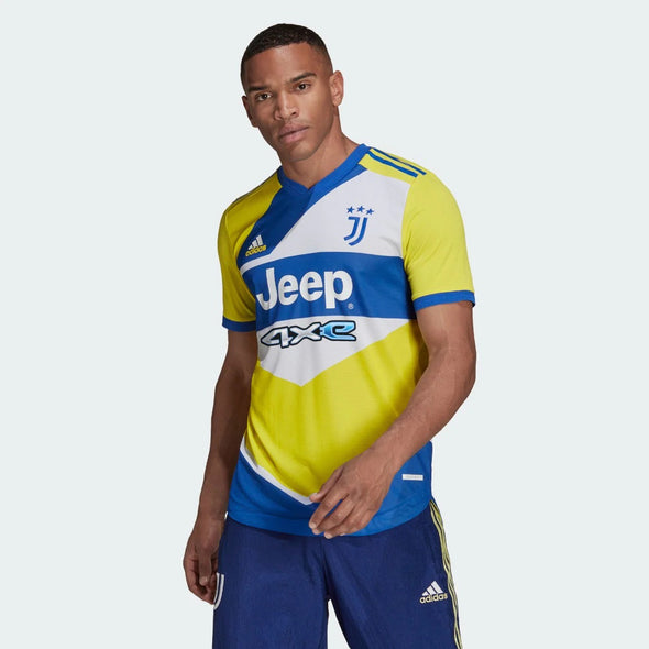 Adidas Men's Juventus 21/22 Third Authentic Jersey, Shock Yellow/Hi-Res Blue
