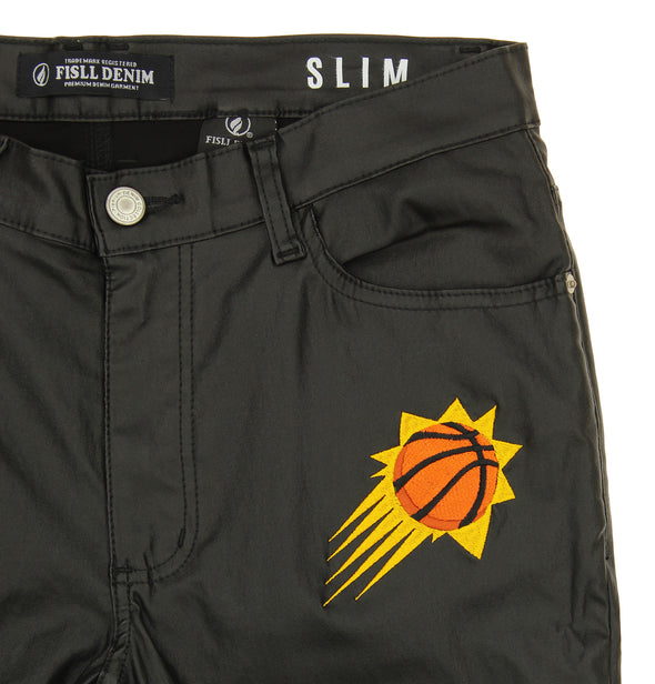 FISLL NBA Men's Phoenix Suns Waxed Jeans, Black