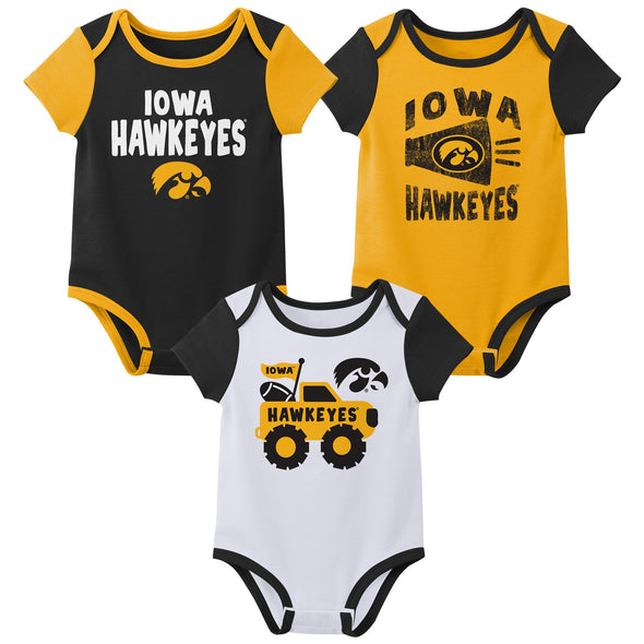 Outerstuff NCAA Infant Unisex Iowa Hawkeyes Variety 3-Pack Bodysuit Set