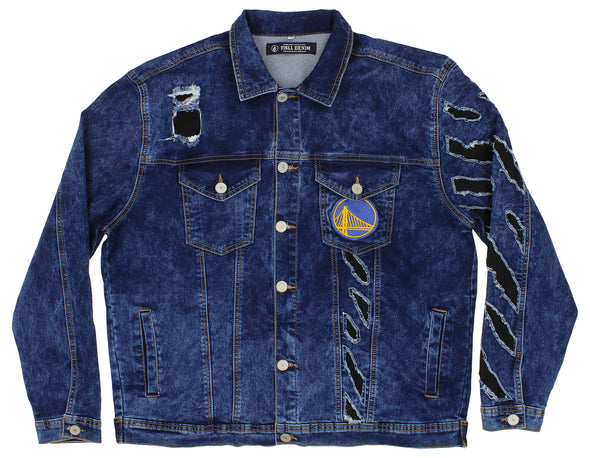 FISLL NBA Men's Golden State Warriors Ice Denim With Animal Print Claw Marks