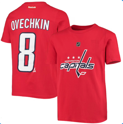 Reebok NHL Youth Washington Capitals Alexander Ovechkin #8 Tee Shirt, Red