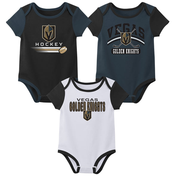 Outerstuff NHL Infant Unisex Las Vegas Golden Knights Variery 3-Pack Bodysuit Set
