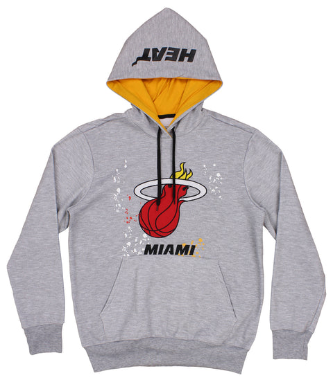 FISLL NBA Men's Miami Heat Pullover Hoodie with Paint Splatter Logo