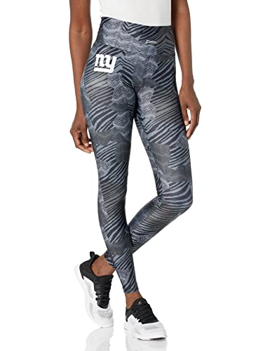 Zubaz Women's New York Giants Tonal Black Patchwork Zebra Legging