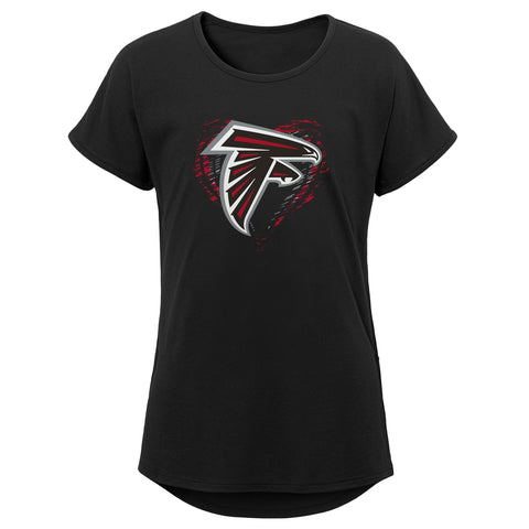 Outerstuff NFL Youth Girls Atlanta Falcons Sonic Heart Short Sleeve Dolman T-Shirt