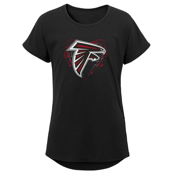 Outerstuff NFL Youth Girls Atlanta Falcons Sonic Heart Short Sleeve Dolman T-Shirt
