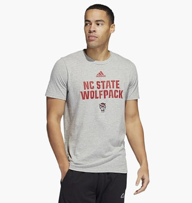 Adidas Men's NCAA NC State Wolfpack Amplifier Short Sleeve T-Shirt, Medium Grey Heather