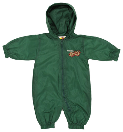 NHL Hockey Baby Boys Infants Minnesota Wild Hooded Windbreaker Coverall, Green