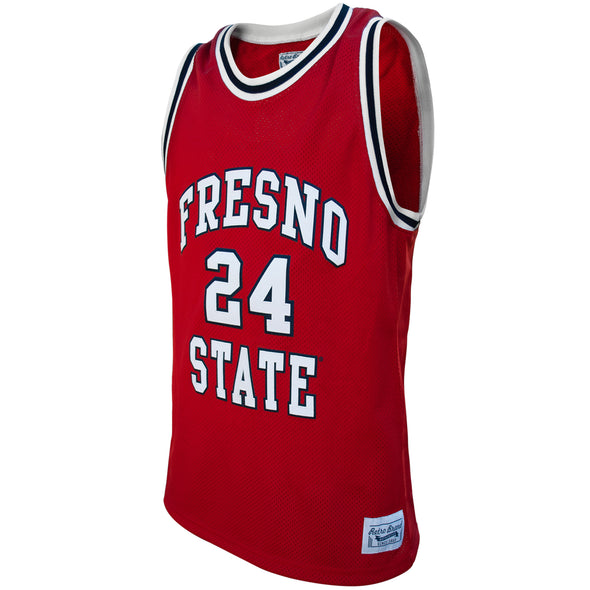 Original Retro Brand NCAA Men's Fresno State Bulldogs #24 Paul George Tackle Twill Jersey, Red