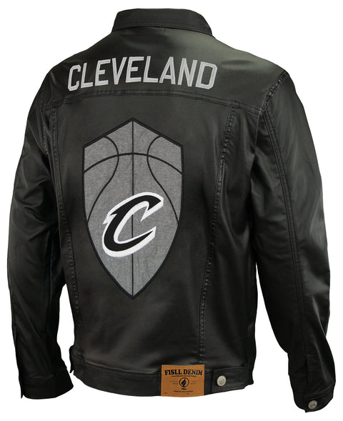 FISLL NBA Men's Cleveland Cavaliers Waxed Denim Jacket, Black