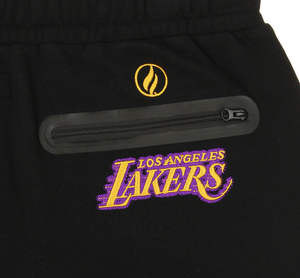 FISLL NBA Men's Los Angeles Lakers Solid Fleece Jogger, Black