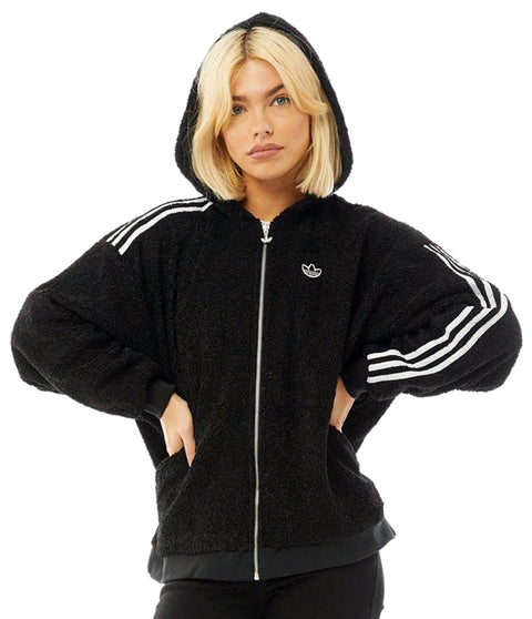 Adidas Women's Originals Full Zip Fleece Hoodie Jacket, Black