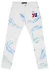 FISLL NBA Men's Philadelphia 76ers Distressed Denim Jeans