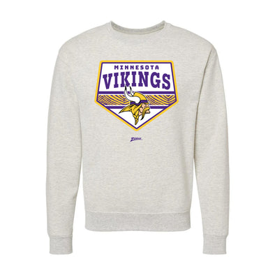 Zubaz NFL Minnesota Vikings Unisex Adult Men's & Women's Pullover Fleece Crew Neck Sweatshirt, Z2C Chip Shot, Oatmeal Heather