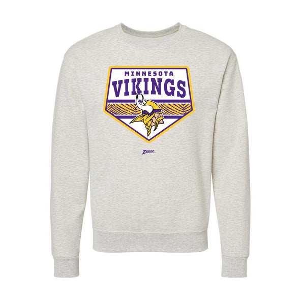 Zubaz NFL Minnesota Vikings Unisex Adult Men's & Women's Pullover Fleece Crew Neck Sweatshirt, Z2C Chip Shot, Oatmeal Heather