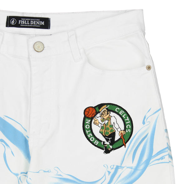 FISLL NBA Men's Boston Celtics Distressed Denim Jeans