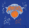 FISLL NBA Men's New York Knicks Pullover Hoodie with Paint Splatter Logo