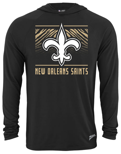 Zubaz NFL Men's Light Weight Team Color Hoodie, Alternate Tunnel Logo, New Orleans Saints