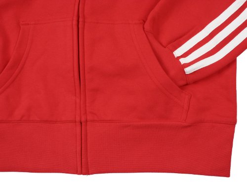 Adidas Women's Athletic 3-Stripes Zipped Hoodie, Red