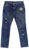 FISLL NBA Men's Boston Celtics Jeans with Distressed Claw Marks