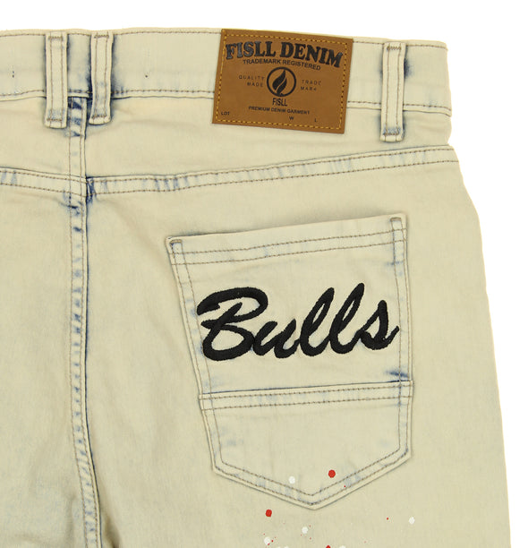 FISLL NBA Men's Chicago Bulls Distressed Denim Jeans