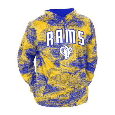 Zubaz NFL Men's Los Angeles Rams Static Hoodie, Blue/Yellow