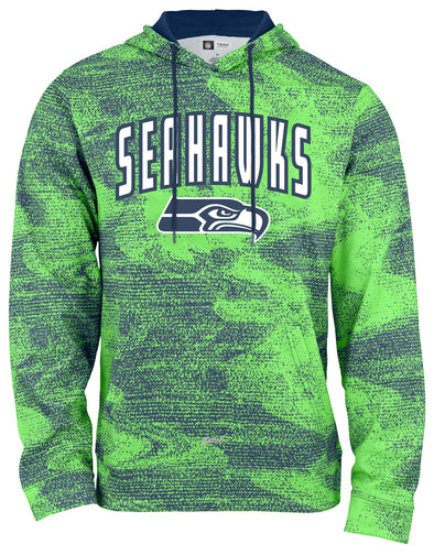 Zubaz Men's Seattle Seahawks Static Hoodie, Navy Blue/Neon Green