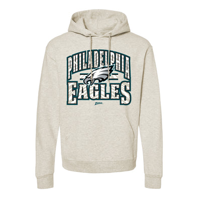 Zubaz NFL Philadelphia Eagles  Unisex Pullover Fleece Hoodie for Adult Men and Women, Z2T Kickoff, Oatmeal Heather