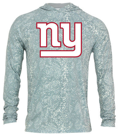 Zubaz NFL Men's Light Weight All Over Post Gray Tonal Hoodie, With Primary Logo, New York Giants