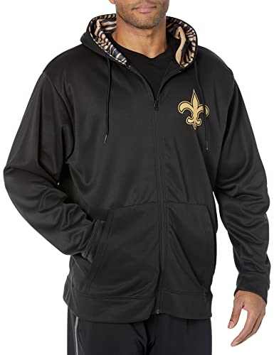 Zubaz NFL Men's New Orleans Saints Team Full Zip Up Hoodie With Zebra Accents