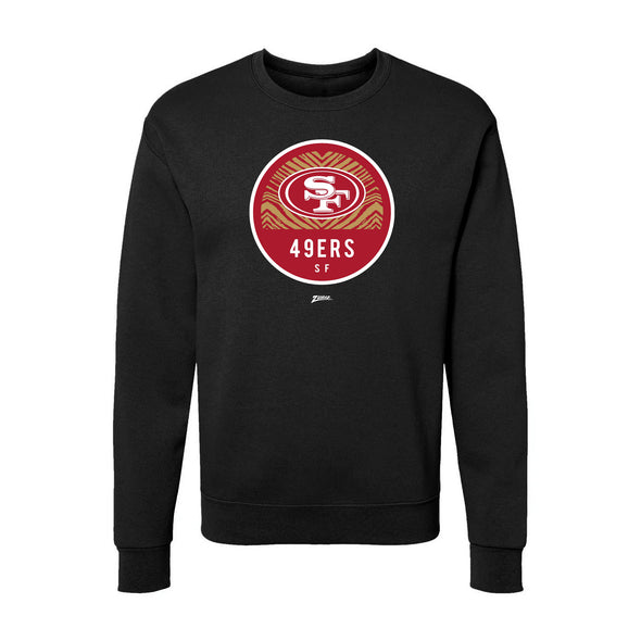 Zubaz NFL San Francisco 49Ers Unisex Adult Men's & Women's Pullover Fleece Crew Neck Sweatshirt, Z2C Dime Back, Black