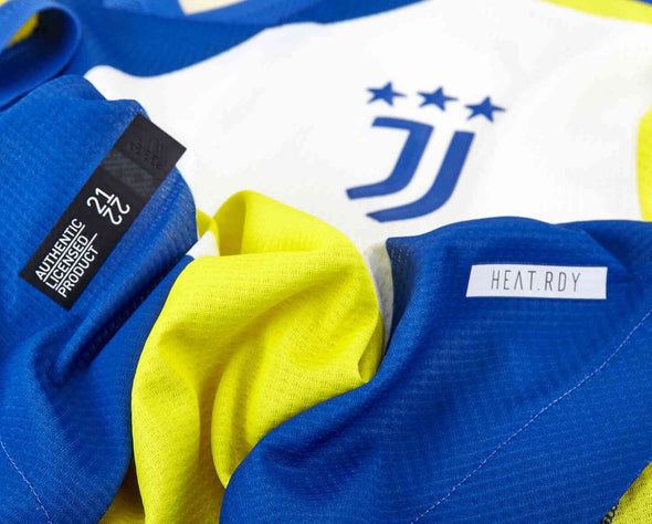 Adidas Men's Juventus 21/22 Third Authentic Jersey, Shock Yellow/Hi-Res Blue