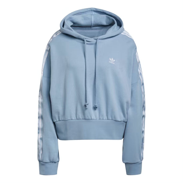 Adidas Women's Adicolor Classics Sating Tape Cropped Hoodie, Ambient Sky