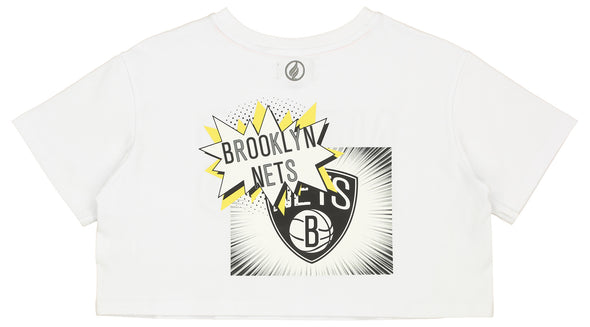FISLL NBA New Brooklyn Nets Women's Comic Book Crop Tee Shirt