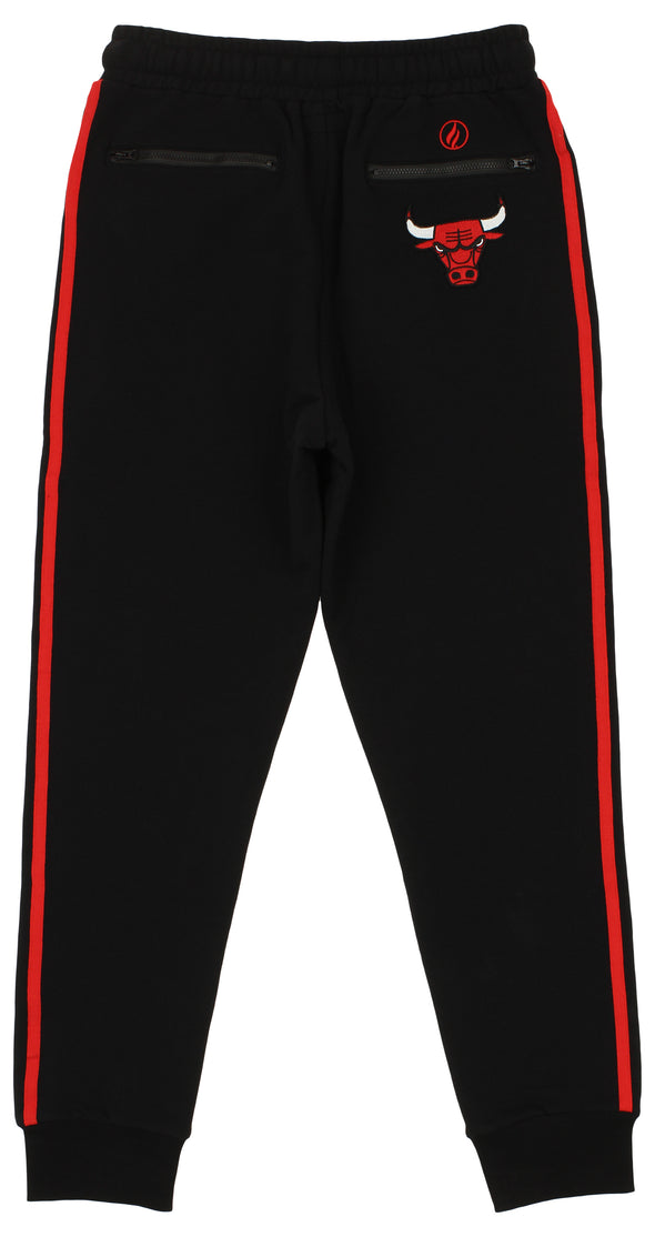 FISLL NBA Men's Chicago Bulls Striped Detail Jogger, Black