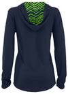 Zubaz NFL Women's Light Weight Team Color Hoodie 2 Tone Zebra Liner, Retro 3 Point Logo, Seattle Seahawks