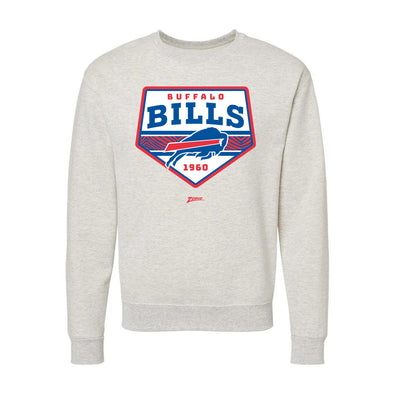 Zubaz NFL Buffalo Bills Unisex Adult Men's & Women's Pullover Fleece Crew Neck Sweatshirt, Z2C Chip Shot, Oatmeal Heather