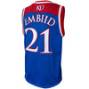 Original Retro Brand NCAA Men's Kansas Jayhawks #22 Joel Embiid Tackle Twill Jersey, Royal Blue