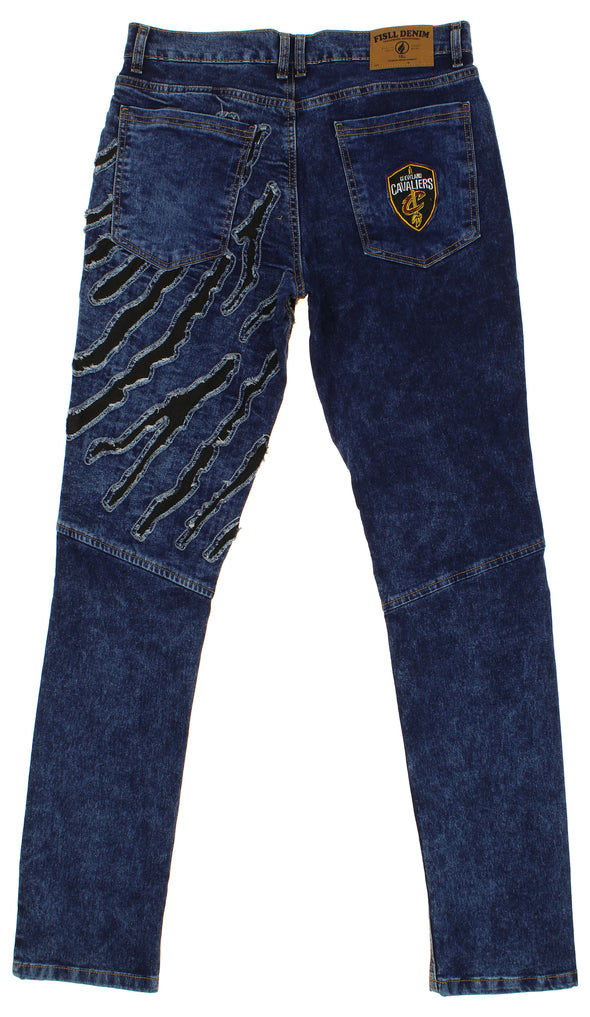 FISLL NBA Men's Cleveland Cavaliers Jeans with Distressed Claw Marks