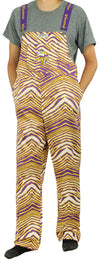 Zubaz NFL Unisex Zebra Lined Bib Overalls for Adult Men and Women, Minnesota Vikings