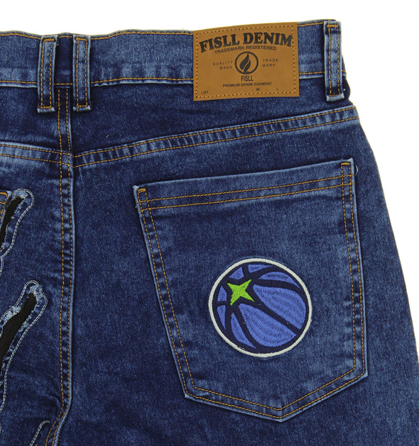 FISLL NBA Men's Minnesota Timberwolves Jeans with Distressed Claw Marks