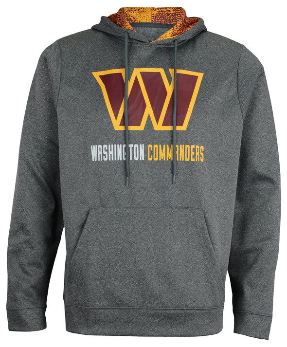 Zubaz Washington Commanders NFL Men's Static Liner Performance Fleece Hoodie, Heather Grey